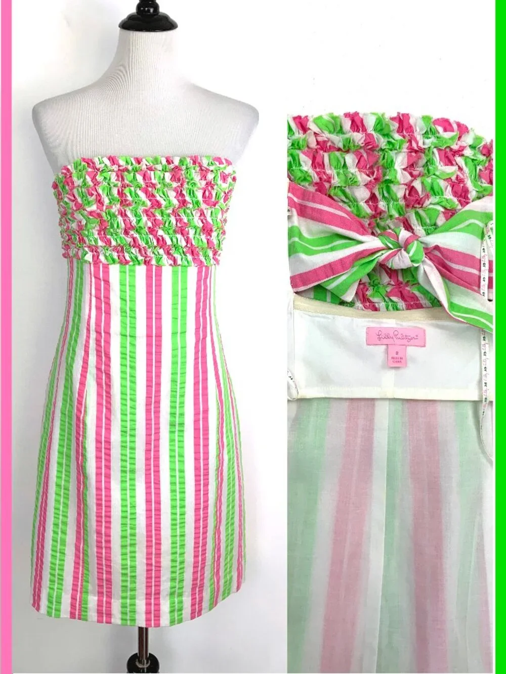 Lilly Pulitzer Franco Cotton Strapless Mini Dress Summer Vacation Sz 8 - Picture 1 of 16